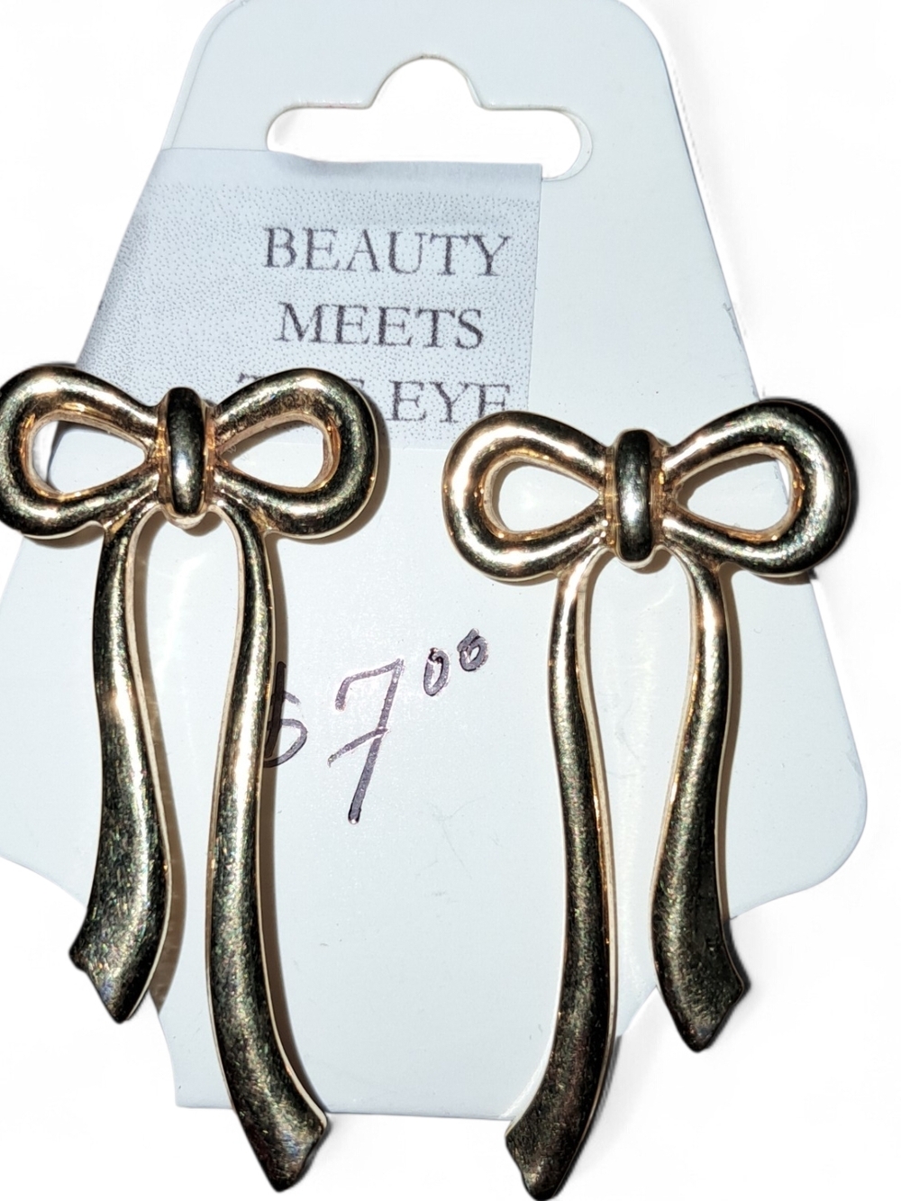 Gold Bow Dangle Earrings